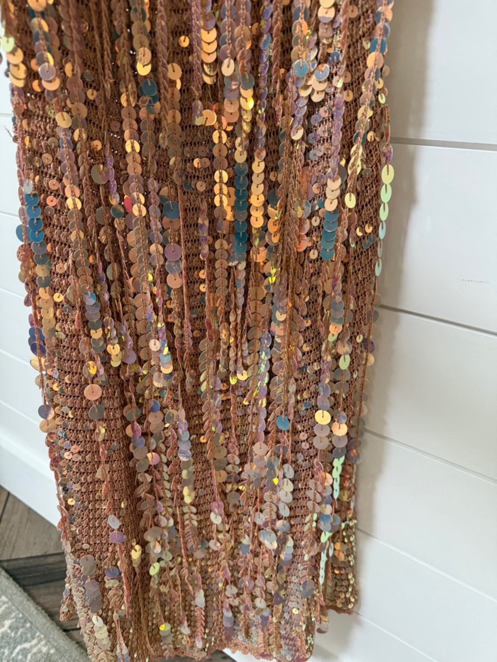 Retrofete Rose Gold Sequin Fringe Maxi Dress - Picture 12 of 15